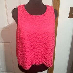 Kaari Blue Pink Lace Sleeveless Top Size Medium